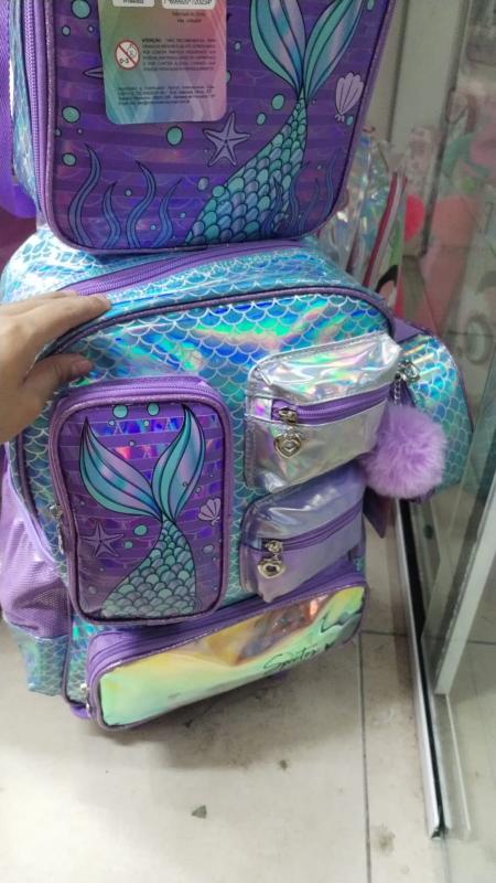 Mochila 3 Piezas Cola De Sirena Lila